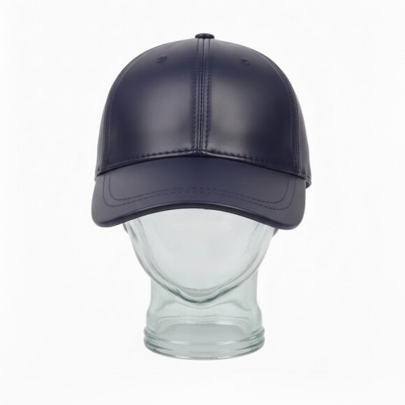 Navy Blue Genuine Leather Cap Leather Baseball Cap Handmade Leather Cap Unisex - Picture 3 of 4